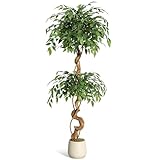 Litake Kunstpflanzen Künstlicher Ficus Baum 150 cm große grüne Birkenfeige im Topf Große Pflanzen im Topf für Indoor Outdoor Haus Büro Garten Moderne Dekoration Housewarming Geschenk