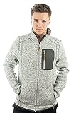 OS Trachten Orbis Herren Fleecejacke Strickfleecejacke Freizeitjacke mit Stehkragen hochgeschlossen Nucku, Größe:L, Farbe:Mittelgrau