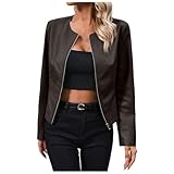 Damen Lederjacke Winddicht Lederjacke, Kunstleder Wasserdicht Jacke Atmungsaktiv Langarm Bikerjacke Biker Outdoor Jacket Y2k Herbst Jacken Motorradjacke Biker-Style Lederblazer Motorrad Damenjacke