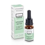 Vitamin K2+D3 - ausgewogene Kombination aus Vitamin K2 und D3-15 ml Flasche, täglich einen Tropfen einnehmen, hochdosiert, laborgeprüft, vegan, besonders rein, in Österreich produziert.