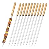 10 Stück Flache Schaschlikspieße Edelstahl 42cm, Grillspieße Wiederverwendbar, Adana Spieße, Grillspieße Edelstahl Mit Tasche Für Grillbesteck