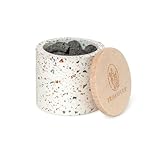 PRIMAVERA Aroma Duftstein Lava – Natur-Duftträger aus Lavastein im Terrazzo-Gefäß mit Holzdeckel – Für 100% naturreine ätherische Öle & Duftmischungen – Raumduft, Aromatherapie