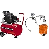 Einhell Kompressor TC-AC 190/24/8 (1500 W., max. 8 bar, 24 l-Tank, 165 l/min Ansaugleistung, Motordrehzahl 2850 min-1, Druckminderer, Manometer, Ölschmierung, inkl. 3-tlg. Druckluftset)