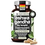 Ashwagandha Kapseln hochdosiert - 600 mg Ashwagandha‑Extrakt mit Rosenwurz, L‑Theanin, L‑Tyrosin, Brahmi, Magnesium, Vit D3/K2 & B12-120 Kapseln – vegan – laborgeprüft - made in Germany