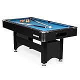 Buckshot Billardtisch 6ft Winner Schwarz - 183x90x79 cm - 6 Fuß Pool Billard - Kugelrücklauf - Tischbillard mit Zubehör - Billard Tische 70kg