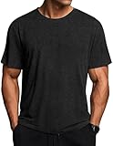 PINSPARK Sportshirt Herren Kurzarm Funktionsshirt Schnelltrocknend Laufshirt Atmungsaktiv Sport Shirt Outdoor UPF 50+ UV Shirt Leicht Gym Wandershirt Schwarz L
