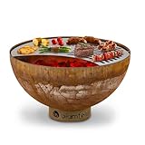 blumfeldt Savage Feuerschale mit Grill, Ø Feuerschale: 60,5 cm, Wasser- und frostfest, Brennstoff: Feuerholz oder Holzkohle, Material: Stahl, inkl. Wetterschutz, Typ: Klein, rost