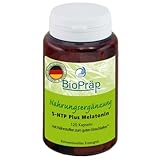 BioPräp 5-HTP Plus Melatonin & Vitamin B6 | 120 Kapseln | vegan | aus Schwarzbohnenxtrakt (25% 5-Hydroxytryptophan) | 0,5 mg Melatonin & Vitamin B6 | Made in Germany | zertifizierte Produktion