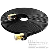 Lovicool 15 Meter CAT6 Netzwerkkabel für LAN und Gaming, Goldverlötete RJ45-Stecker, 2000 MHz, 40 Gbit/s, Weiß