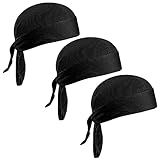Biker Bandana Cap 3 Stück, Herren Laufmützen, Atmungsaktiv nimmt Schweiß auf Hat, Fahrradmütze Unterm, Quick-Dry Bike Radfahren, Kopftuch Pirat Schal Stirnband, für Laufen Wandern Klettern Radfahren