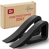 LouMaxx Fensterstopper beim Lüften – Türkeil – Der Allrounder im Bereich Fensterkeile und Türstopper Boden – Fenster Stopper Gummi – 2er Pack in Schwarz