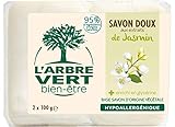 L'arbre vert Savon Solide Jasmin 1 Packung (2 x 100g)