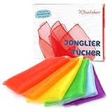 Kleintober Premium Jongliertücher I Bunte Chiffontücher I mit Anleitung für 5 Spiele I Tanztücher I Tücher Spiel für Indoor & Outdoor I Sensorik Spielzeug I Spieltücher I