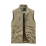 KBOPLEMQ Weste Herren Sommer Weste Outdoor Weste ärmellos Freizeit Leichte Funktionale Anglerweste Bequeme Arbeitsweste Jagd Trekking Wander Reporterwesten Safari Weste mit Vielen Taschen