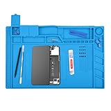 MMOBIEL Reparatur- und Lötmatte Silikon - 45 x 30 cm – Silikonmatte Hitzebeständig bis 500°C - Werkbankmatte für Lötarbeiten, Handy-, Computer- und Elektronikreparaturen - Silikon-Lötmatte – Blau