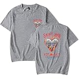 HTHDA Saint JHN Merch Streetwear Sommer Loose Tops,Hip Hop Trend T-Shirt,Fan-Shirt Kurzarm,Rundhals Damen Herren,Grau,XXL