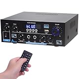 AK55 HiFi-Verstärker Stereo Amplifier Bluetooth 5.0 Power Amplifier 2 Kanal Verstärker 70W X 2 Audio Verstärker Receiver Digital Amplifier Endstufe mit USB, SD, RCA für Zuhause oder Auto