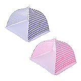 FIXOSHEE 2 Stück Faltbare Food Tents Blau und Wiederverwendbare Abdeckhauben für Lebensmittel Atmungsaktive Mesh Schutzhaube Praktischer Schutz für Küche und Outdoor BBQ