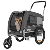Tiggo VS Pets Medium Hundeanhänger & Buggy 2in1 Fahrradanhänger Hundebuggy Jogger 80204 (Grau)