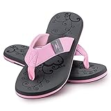 Ultrapower Flip-On Damen Zehentrenner | Flip Flops | Badelatschen | Strandschuhe | Duschlatschen | Zehenstegpantolette | Bad | Sauna Schuhe | Sandalen | ZT2 | Grau/Rose | Gr.39