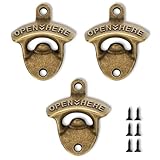 QZKJQDD Flaschenöffner wand, Zinklegierung Flaschenöffner, Bronze Bieröffner Wand, Bierflaschenöffner geeignet für Bars, Küchen, Wohnungen, Terrassen, Restaurants usw (3 Stück)
