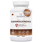 Bandini® Ashwagandha | Patentierter Ashwagandha-Wurzelextrakt KSM-66® | Hochdosiert mit 500 mg PRO KAPSEL | Original Indische Schlafbeere | vegan | 60 Kapseln | 1 Kapsel/Tag für 2 Monate Versorgung