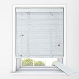 Holzjalousie Jalousie Holzjalousien 50mm Lamellen, Sonnenschutz/Sichtschutz, Anpassbare Jalousien, Blickschutz Jalousie Fenster & Tür Massivholz, Einfache Montage(Weiß)