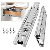 AOLISHENG Vollauszug Schubladenschienen 200 mm Schubladen Schienensystem Kugellager Strapazierfähig 45KG Tragkraft 1 Paar(Silber)