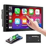 Haudio 7 Zoll 2 Din Radio Android mit Wireless CarPlay und Android Auto,Touch Display Autoradio,Bluetooth,AUX,AM/FM,Mirror Link,GPS-Navigation|Apple CarPlay Bildschirm-Ohne Rückfahrkamera