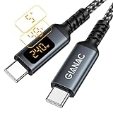 GIANAC 240W USB C auf USB C Kabel [2M] Schnellladekabel USB C USB PD3.1 Nylon USB Typ C Ladekabel mit LED Display für iPhone 16 Pro Max, iPhone 15, Samsung S24 S23 S22 S21,iPad Pro, MacBook Pro/Air