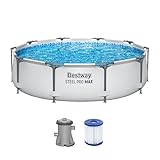 Bestway Steel Pro MAX Frame Pool-Set mit Filterpumpe Ø 305 x 76 cm, lichtgrau, rund