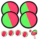 Outdoor Klettballspiel für Kinder ab 3, Klettballspielen mit 4 Fangscheiben 4 Bälle, Klettbälle für Wurfspiel, Klettballspiel Klettspiel Set, Outdoor Spiele für Kinder