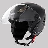 VEVOR Motorradhelm Motocross-Helme 3/4 Gesicht Größe M, Helme aus ABS mit Bluetooth-Kommunikation & Wechselglas, ECE-geprüfter bequemer Motocross-Helm, für Jugendliche & Erwachsene schwarz