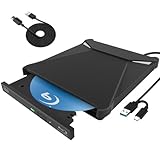 Custom Catch Externes Blu-ray Laufwerk,USB3.0 Typ-C Externes Blu-ray-Laufwerk, schlanker tragbarer externer Blu-ray DVD-Brenner/Leser, für Laptop, Desktop, Windows 11/10/8