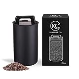 Kaffeedose luftdicht für 500 g Kaffeebohnen mit Vakuumdeckel (Behälter für Kaffee, Tee, Edelstahl Dose zur Aufbewahrung mit Aromaverschluss, Vorratsdose für 500 g Kaffee) Schwarz Matt (1700 ml)