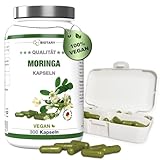 Moringa Oleifera 300 Kapseln, 1800mg Hochdosiert, 3-4 Monatsvorrat, inklusive Pillenbox, hochdosiert, 100% Vegan, rein pflanzlich, Laborgeprüft, Made in Germany