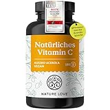 NATURE LOVE® Natürliches Vitamin C aus Bio Acerola Extrakt - 180 Kapseln - Hochdosiert, laborgeprüft, vegan und in Deutschland produziert