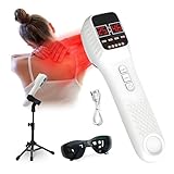 Handgerät Kaltes Rotlicht Therapiegerät, 650nm + 808nm 4 Stufen Kaltlaser Rotlichtlampe mit Ständer und 12 Timer Stufen für Menschen Haustiere Linderung von Muskel- und Gelenkschmerzen