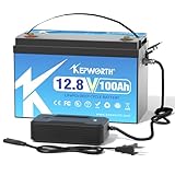 KEPWORTH LiFePO4 Batterie 12.8V 100Ah, 100A BMS, Max. 15000 Zyklen Deep Cycle Lithium Akku, Perfekter Ersatz für Blei-Säure Batterien für Wohnwagen, Camping, Boote, Wohnmobile, Solaranlage