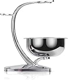 GRUTTI 2-in-1 Magnetisches Rasierset für Herren - Edelstahl-Rasierer & Pinselhalter mit Stabiler Schale, Kompatibel mit Manuellen Rasierern (Ohne Pinsel) Rasoio di lusso deluxe e supporto per