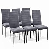 Bealife Esszimmerstuhl 6er-Set, Esszimmerstühle für Küche und Esszimmer, gepolsterte Samtstühle mit hoher Rückenlehne, modern (Dunkelgrauer Samt, 6er Set)