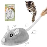 Adiwo Katzenspielzeug Elektrisch Spielmaus, Katzenspielzeug Maus mit Federschwanz USB Wiederaufladbares Interaktive Spielzeug Maus Spielzeugmäuse für Katzenauslauf und Gegen Langeweile
