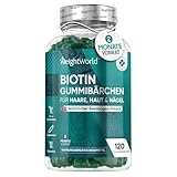 Biotin Gummibärchen 5000μg - Vitamin C & E für Haut, Haare, Nägel & Bart - 120 Gummies - Mit Folsäure, Selen, Jod, Vitamin A, B9, B12, B5 für Haarwachstum - Vitamin B7 (D-Biotin) - WeightWorld