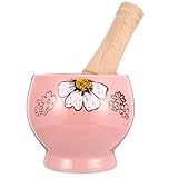 BAZEITFLOW Manueller Keramik Knoblauchstampfer mit Mörser und Stößel Küchenutensil zum Zerdrücken von Knoblauch und Mahlen von Gewürzen Einfach Anzuwendendes Gewürzmühlen Satz für Haus Küche