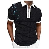 Pflege Poloshirts Herren Frühling und Sommer Hemd Mode Reißverschluss Lässige Kurzarm Lose Hemden Lässig Bedrucktes Hemd Top Top Engel (Black, M)