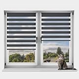 OUBO Doppelrollo Klemmfix ohne Bohren Anthrazit B90 x H130cm (Stoffbreite: 86cm), Duo Rollo für Fenster und Tür, Fensterrollo Sonnenschutz & Sichtschutz