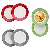 MamboCat 6er Set Variant Trio Kuchenteller I farbige Porzellan-Frühstücksteller für 6 Personen in Grün, Rot & Grau I kleine Teller für Salat, Dessert beim Frühstück, Mittag, Kaffee & Abendbrot