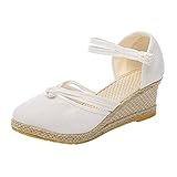 Haiorziyou Damen Sandalen Plateau Leicht Sandalen Sommer Mit Absatz Bequem Sandalen Elegant Flache Offene Elegant Bequem Espadrilles Fischmaul Schnalle Keilsandalen Plateau Slingback Römersandalen