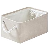 Mangata Faltbarer Aufbewahrungskorb mit Seilgriffen, Stoff Aufbewahrungsbox (Helles Khaki, S)