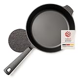 STUR® - ORIGINAL Gusseisenpfanne Induktion 28 cm - Cast Iron Pan für alle Herdarten - Pfanne Gusseisen fein geschliffen - 100% Made in Germany - frei von künstlicher ANTIHAFT-BESCHICHTUNG & kratzfest